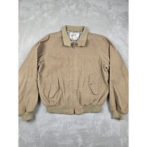 Vtg English Squire Corduroy Harrington Jacket Mens 44 Tan Zip Plaid Lined *Read